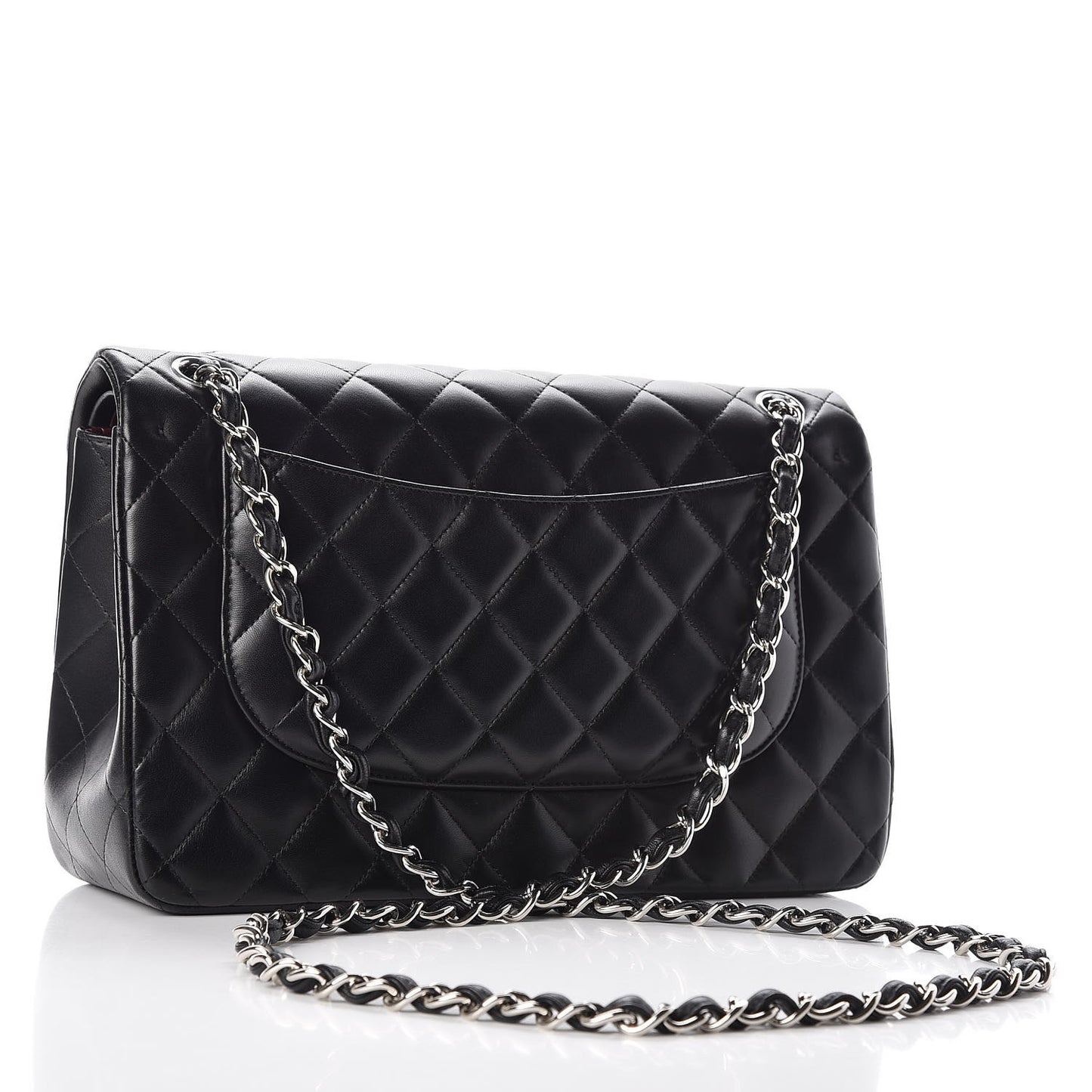 Lambskin Quilted Jumbo Double Flap Black