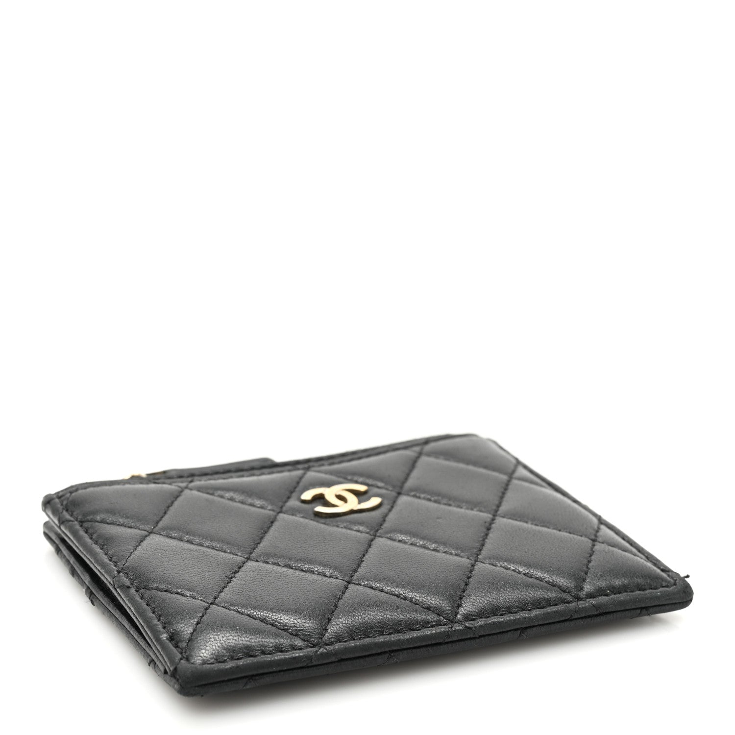 Chanel Lambskin Quilted Zip Card Holder Black 4 of 13