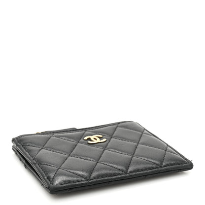 Chanel Lambskin Quilted Zip Card Holder Black 4 of 13
