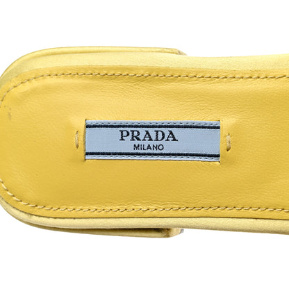 Prada Satin Crystal Logo 10mm Slide Sandals 40 Ananas 6 of 8