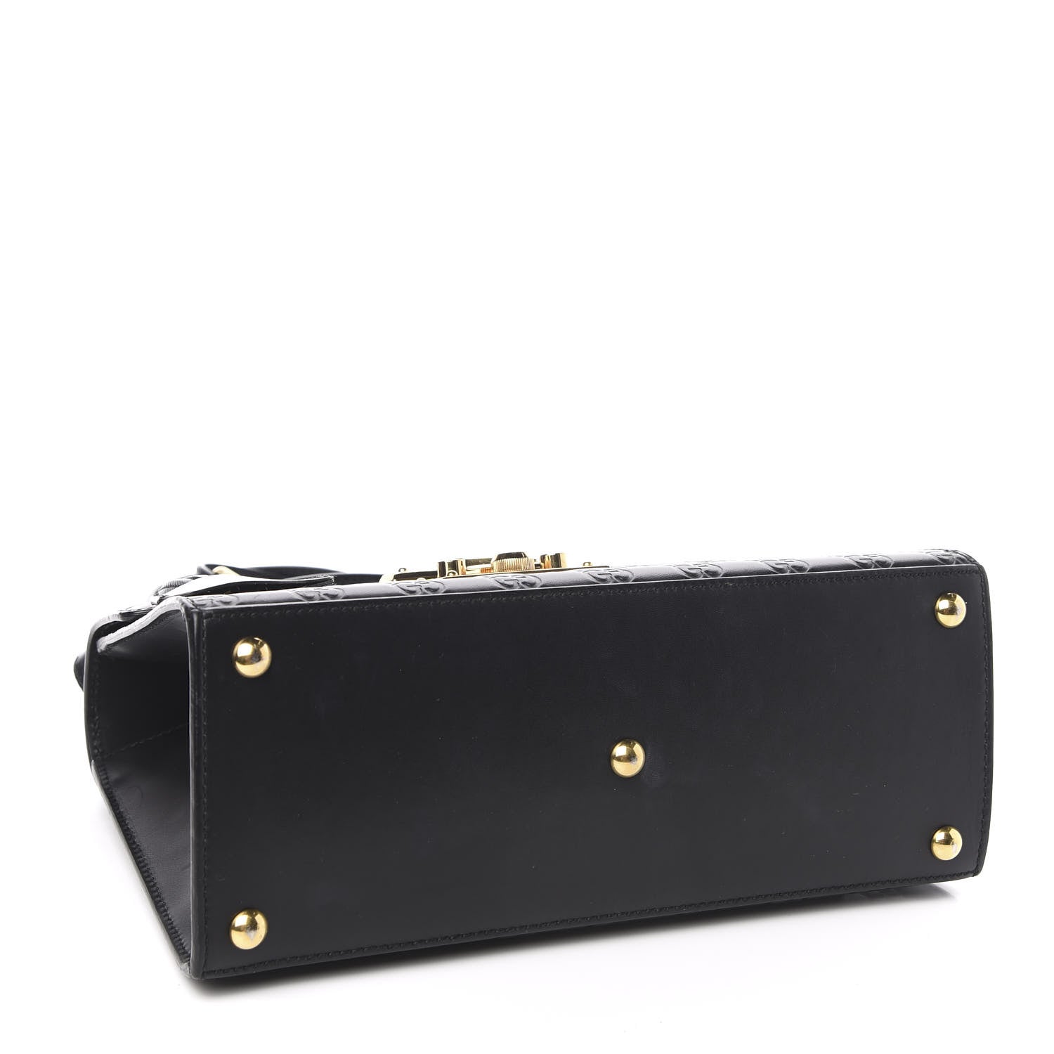 Gucci Guccissima Signature Small Padlock Top Handle Bag Black 3 of 11