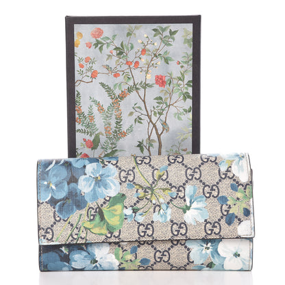 Gucci GG Supreme Monogram Blooms Continental Wallet Blue 8 of 8