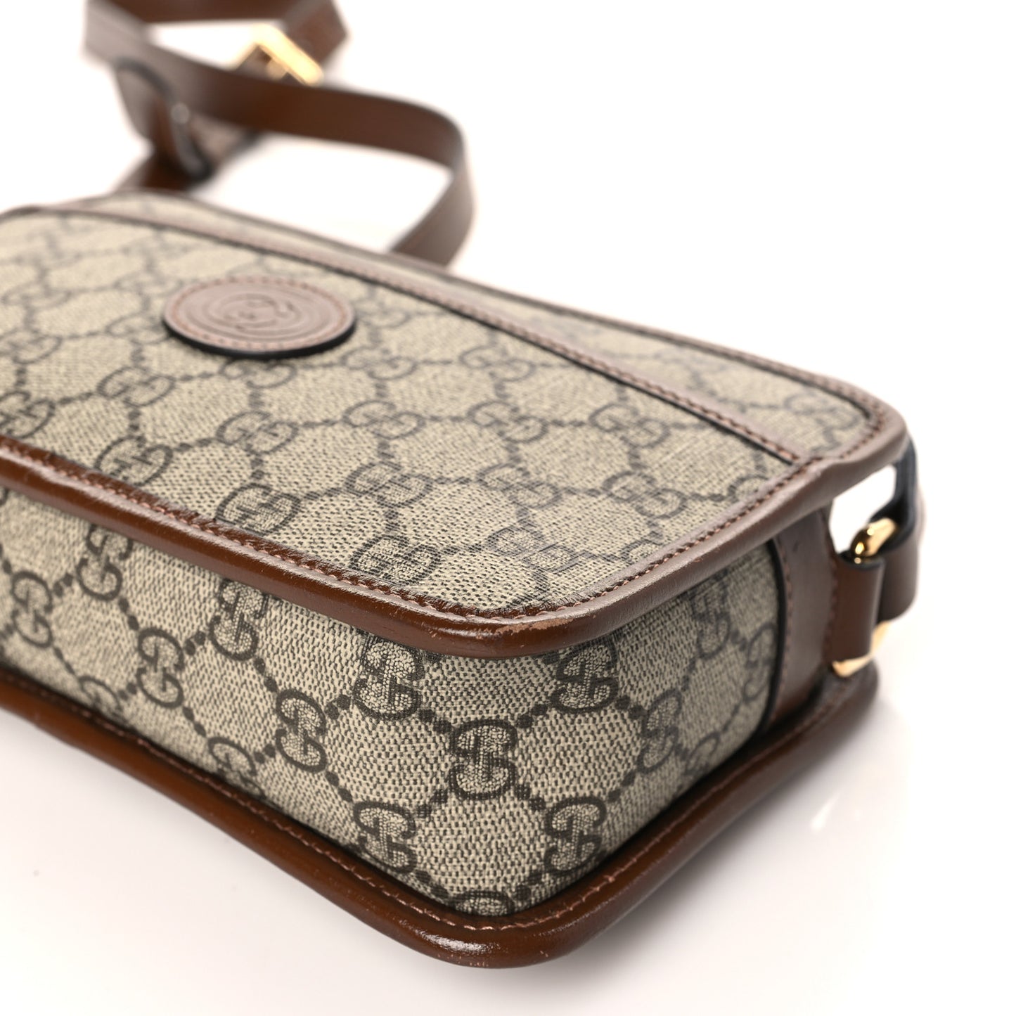 GG Supreme Monogram Azalea Calfskin Mini Retro Interlocking G Shoulder Bag Beige Ebony Brown Sugar