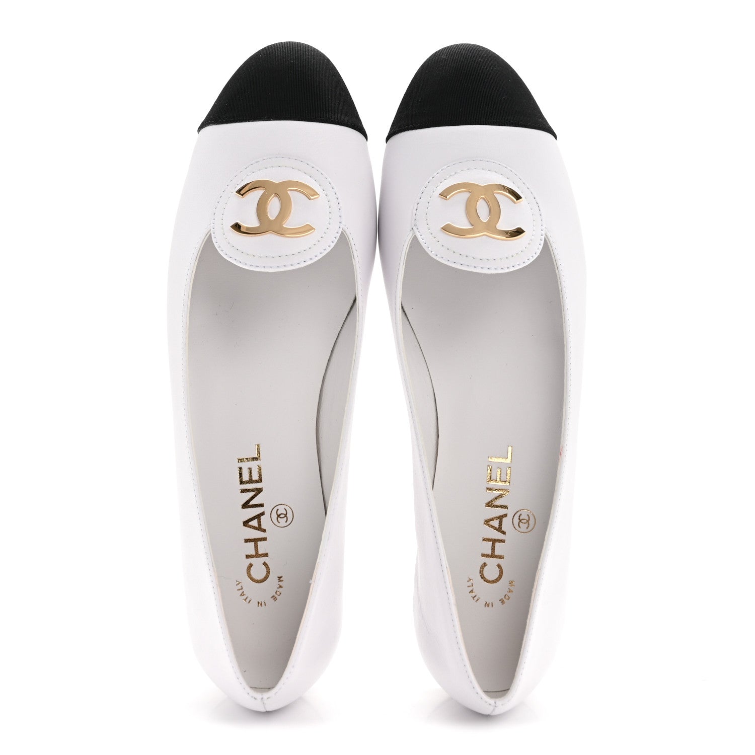 Chanel Calfskin Grosgrain Cap Toe CC Moccasin Loafers 40 White Black 4 of 22