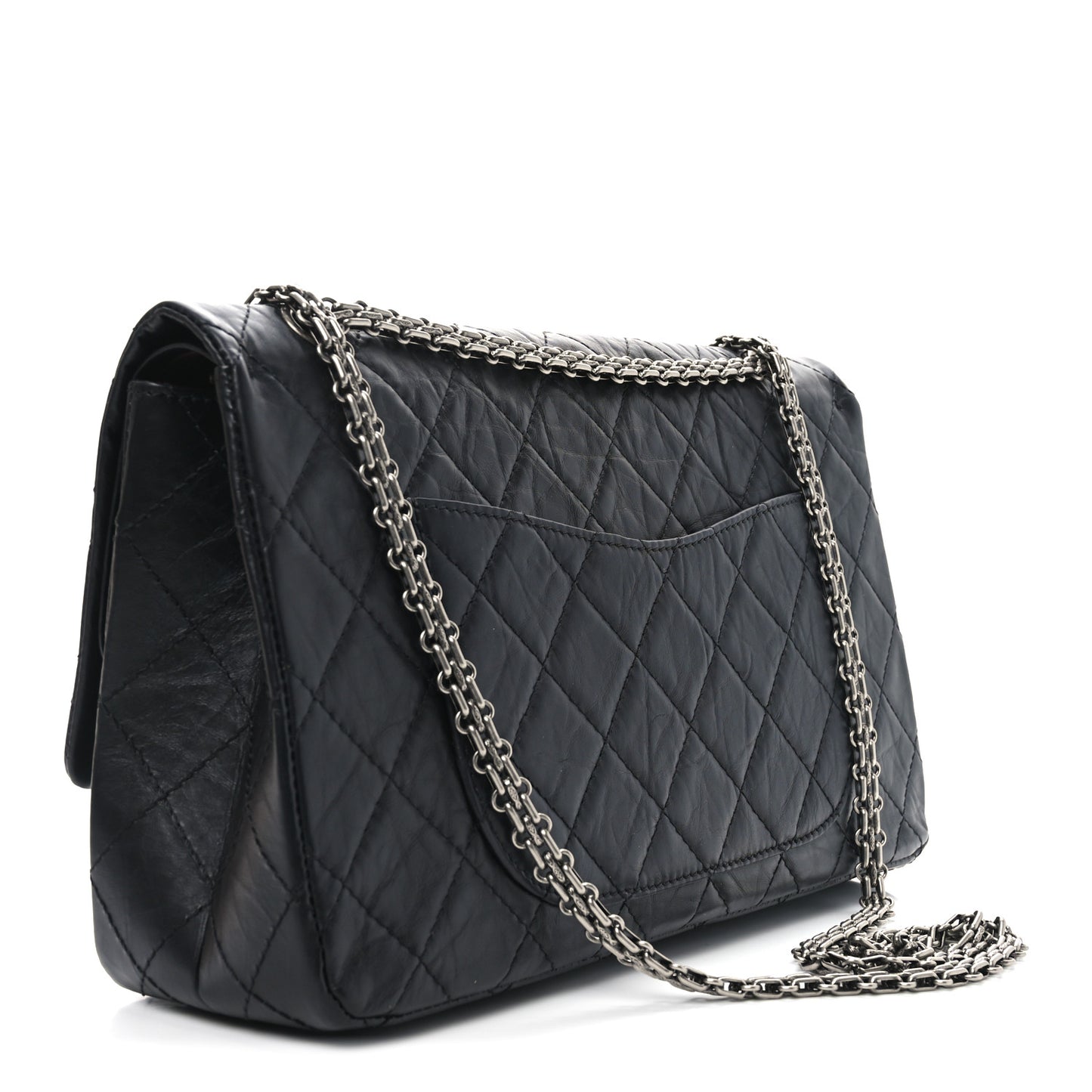 Aged Calfskin Quilted 2.55 Reissue 227 Flap Black