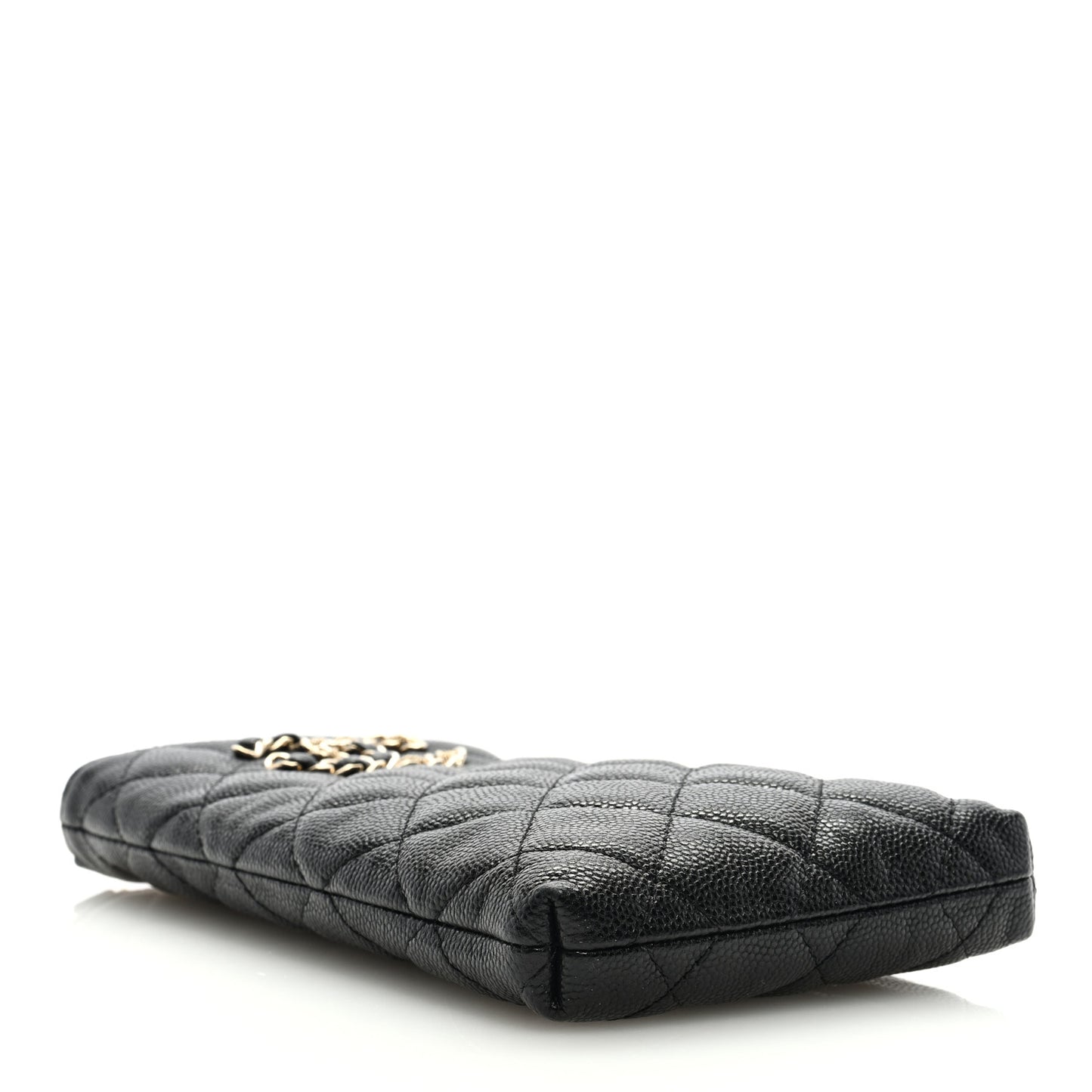 Caviar Quilted French New Wave Phone Holder With Chain Black
