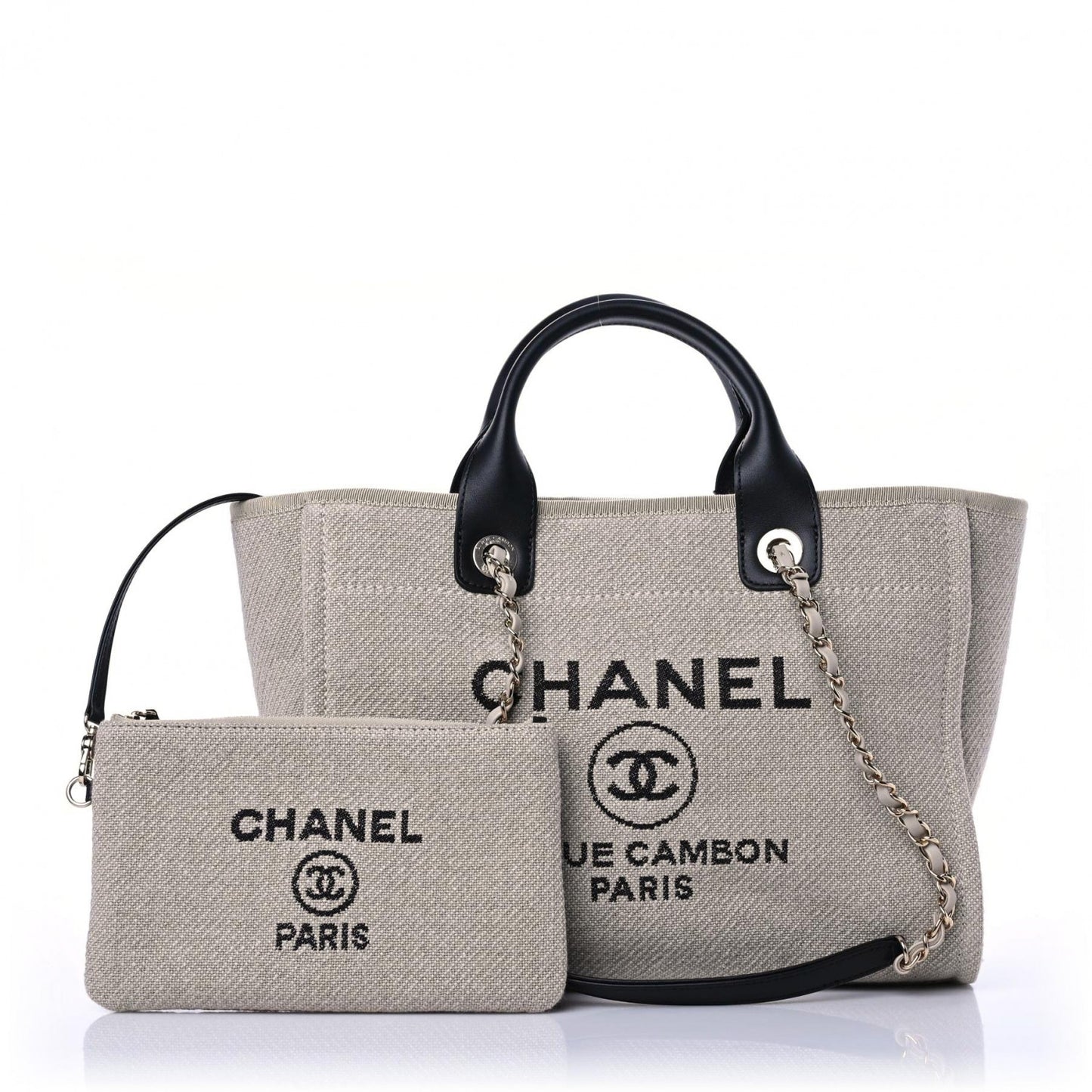 Mixed Fibers Small Deauville Tote Beige Black