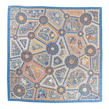 Hermes Silk Les Chemins Secrets Scarf 140 Petrole Beige Marine 1 of 6