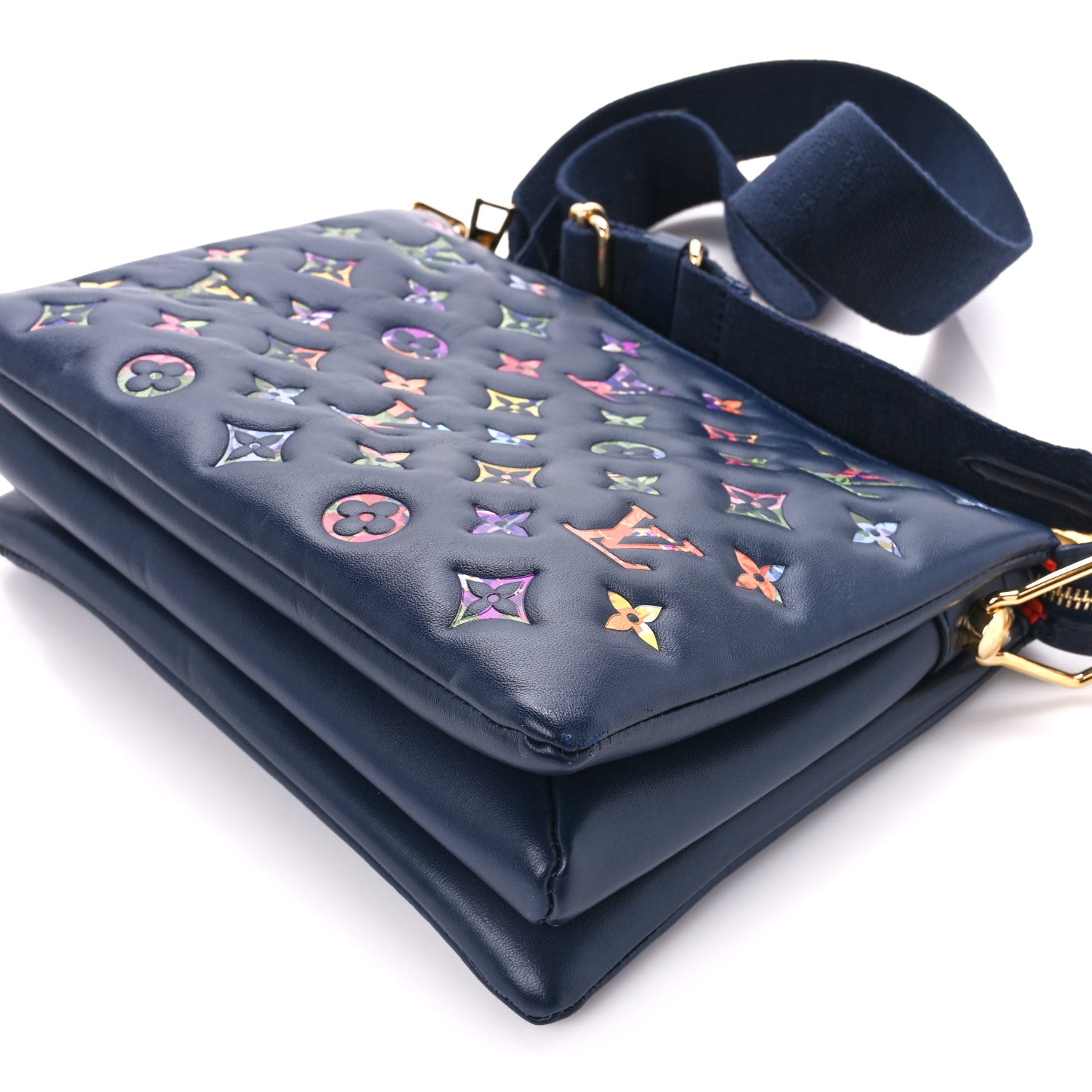 Louis Vuitton Lambskin Embossed Monogram LV Garden Coussin PM Navy 11 of 13