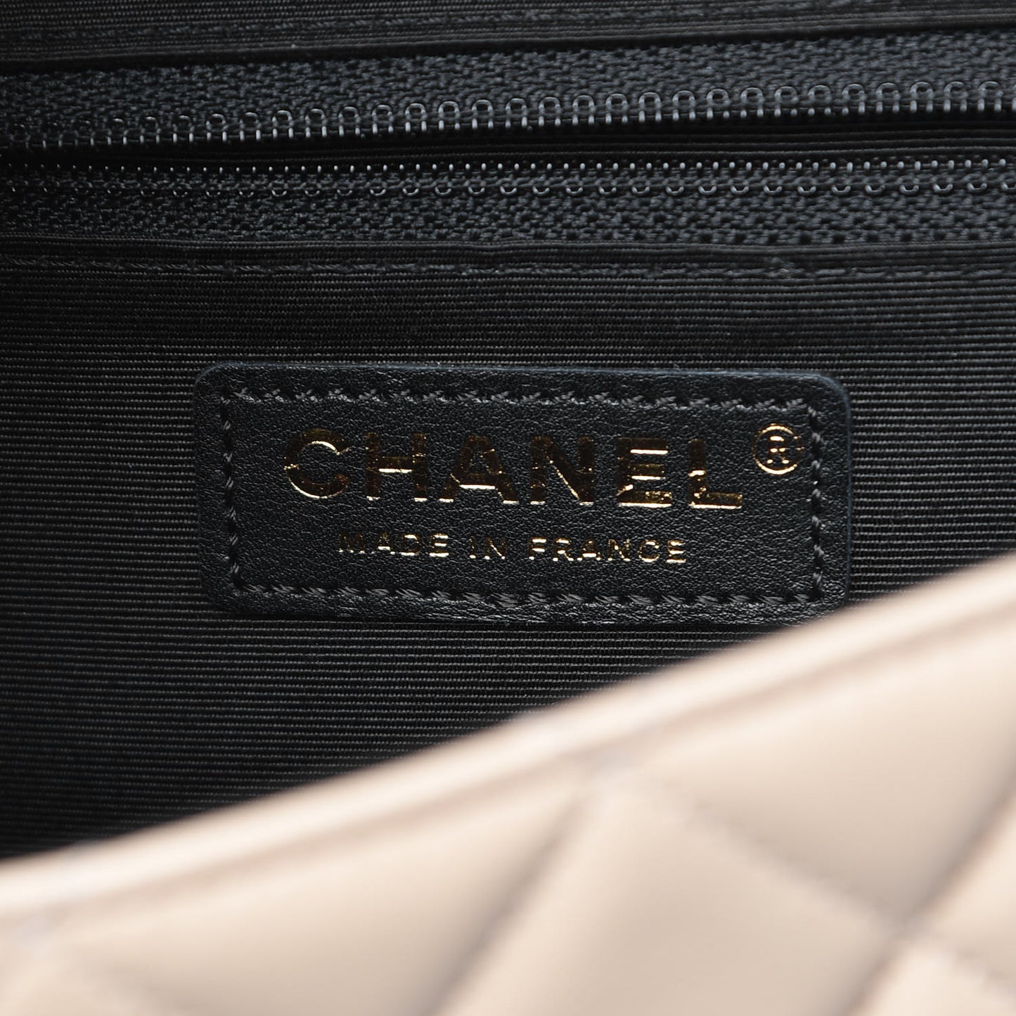 Lambskin Quilted Medium Elegant CC Flap Beige Black