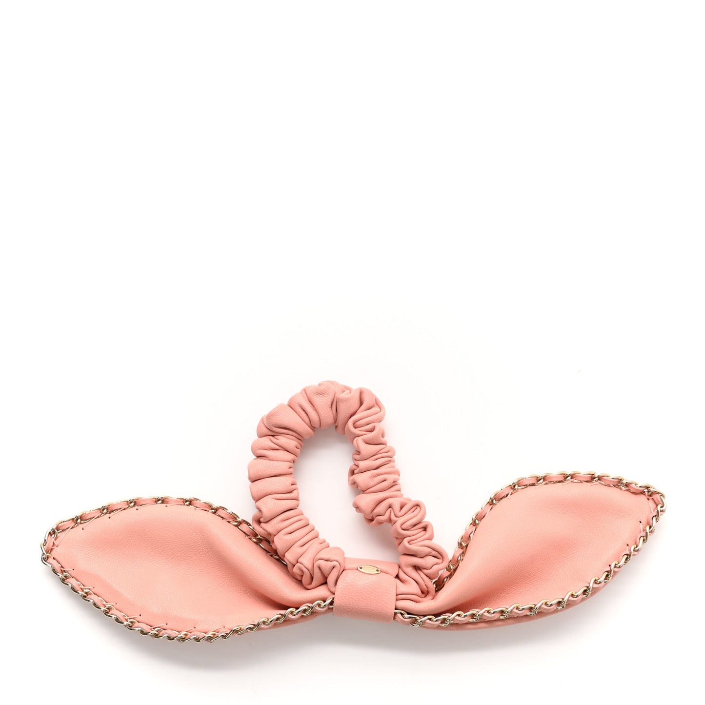 Lambskin Chain CC Hair Bow Tie Pink Gold