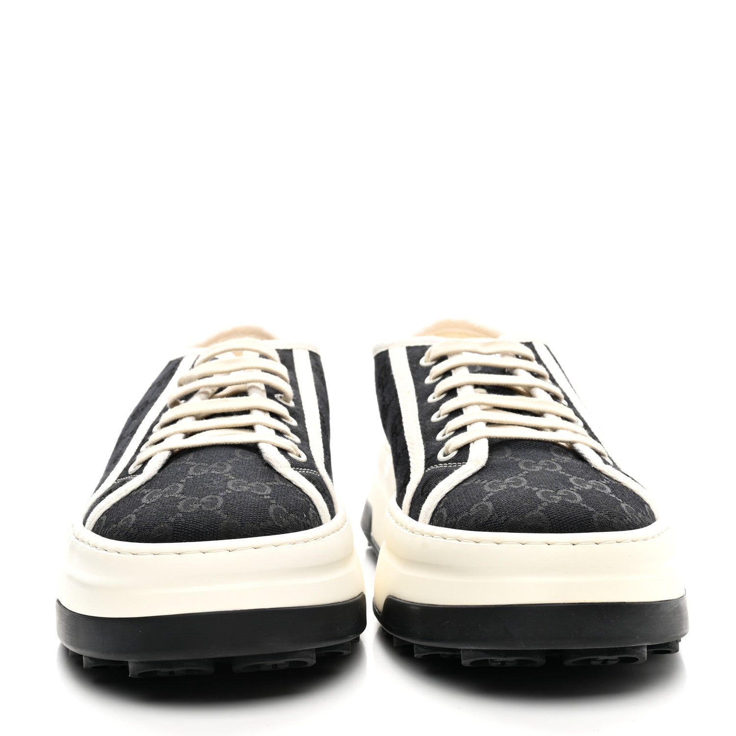 Gucci GG Monogram Mens 1977 Tennis Platform 52mm Sneakers 10.5 Black Mystic White 2 of 10