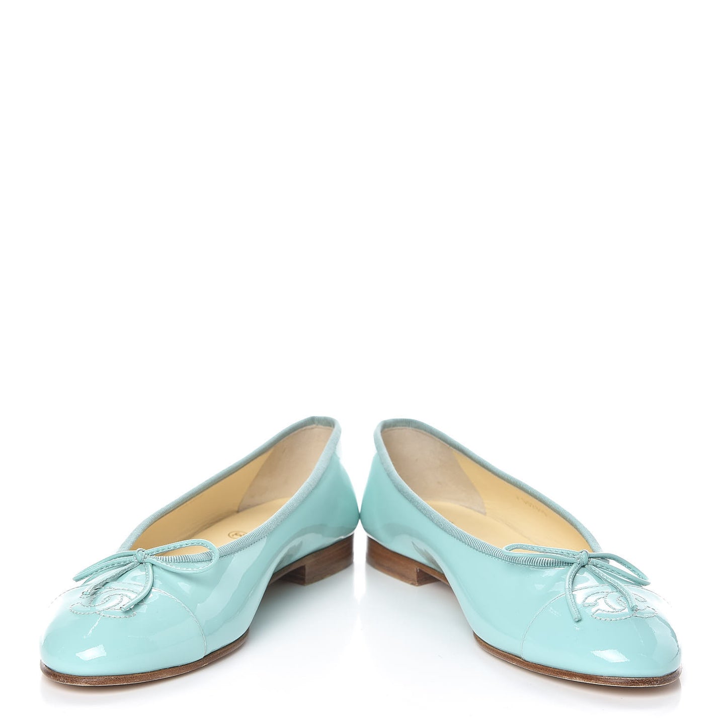 Calfskin Patent CC Cap Toe Ballerina Flats 37 Light Green
