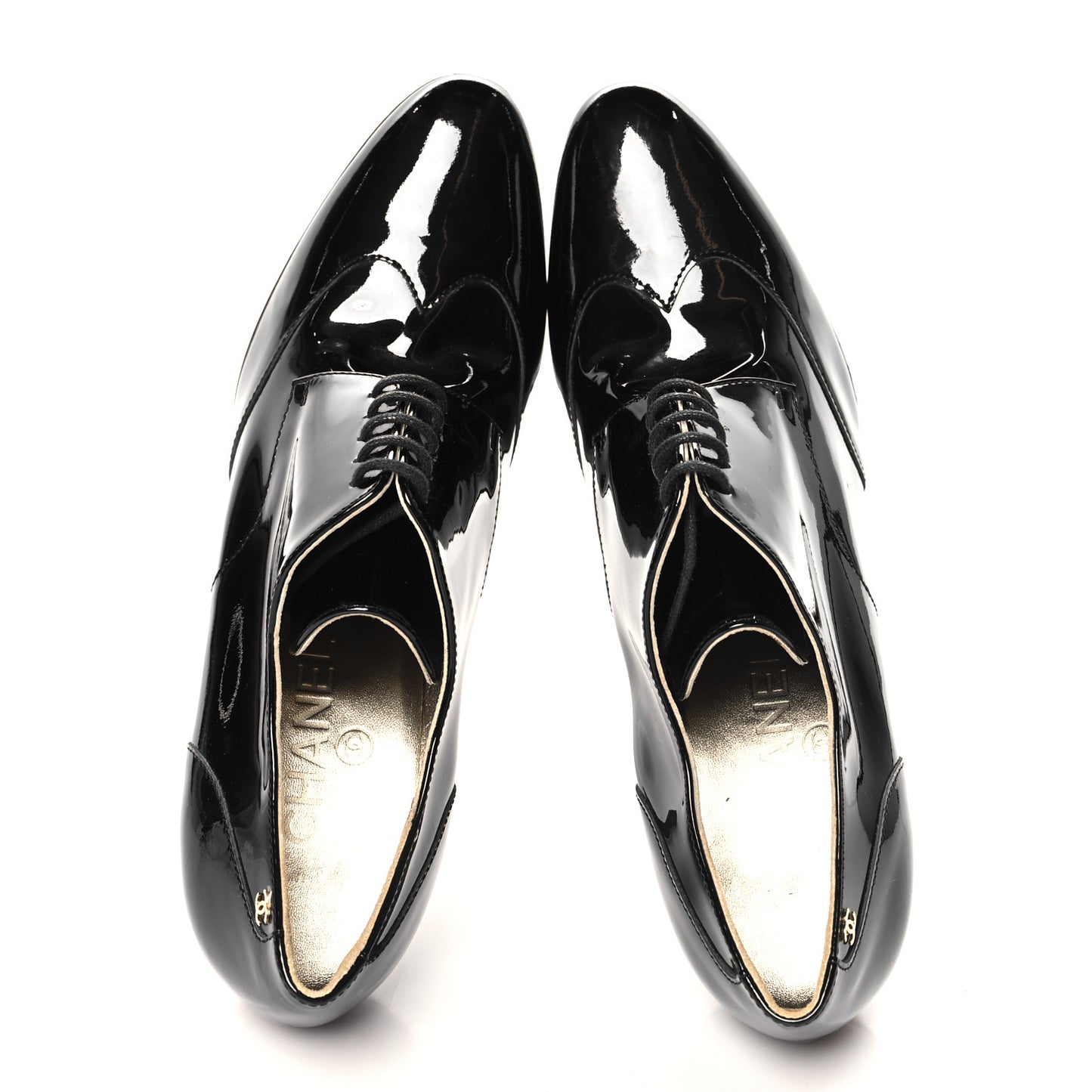 Patent Calfskin Oxford Lace Up Booties 39 Black