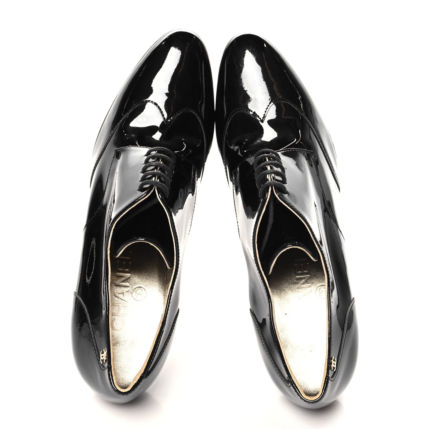 Chanel Patent Calfskin Oxford Lace Up Booties 39 Black 2 of 9