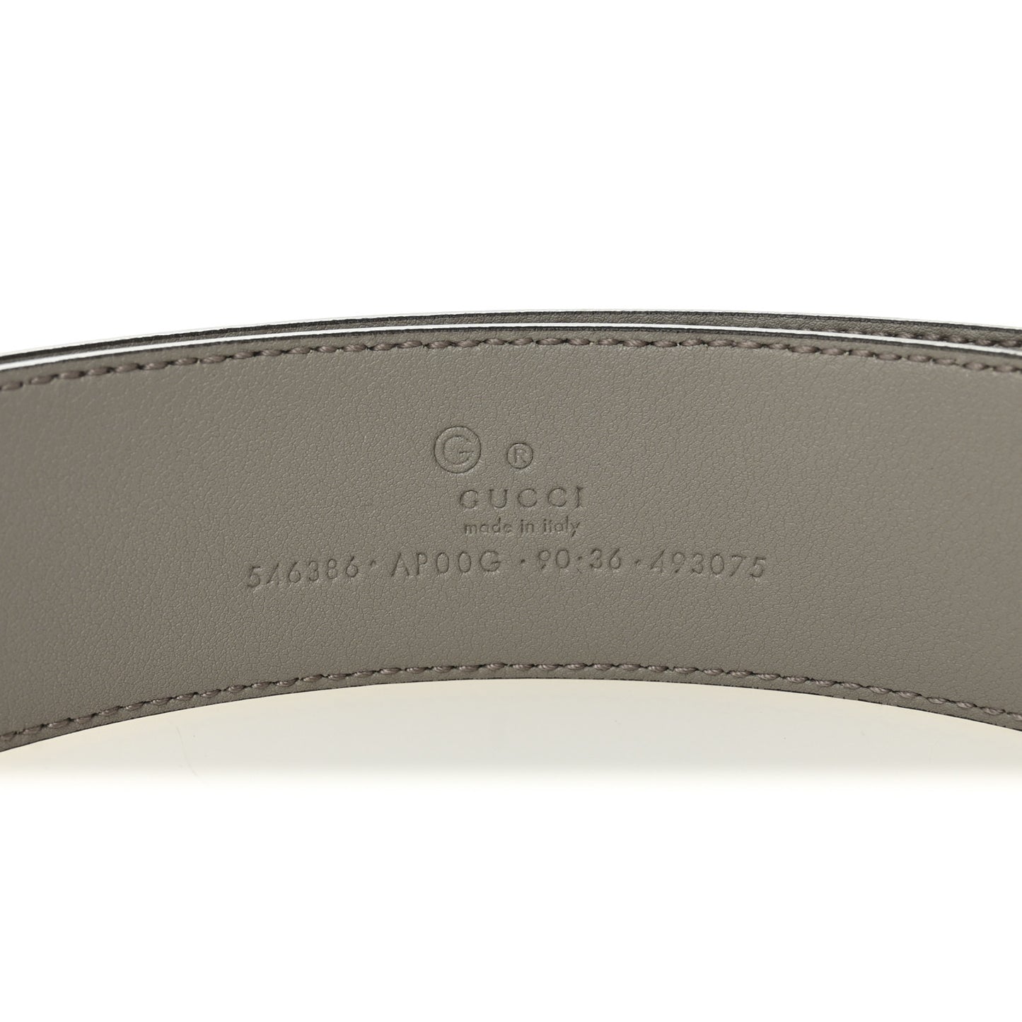 Moon Calfskin Interlocking G 37mm Belt 90 36 Storm Grey