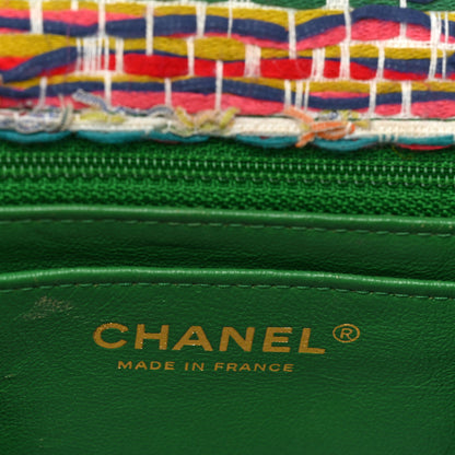 Chanel Tweed Quilted Mini Rectangular Flap Green Multicolor 6 of 18