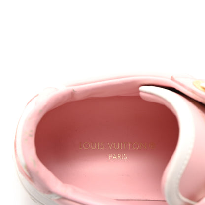 Louis Vuitton Monogram Embossed Calfskin Damier Azur Time Out Sneakers 38.5 Rose Clair Pink 8 of 10