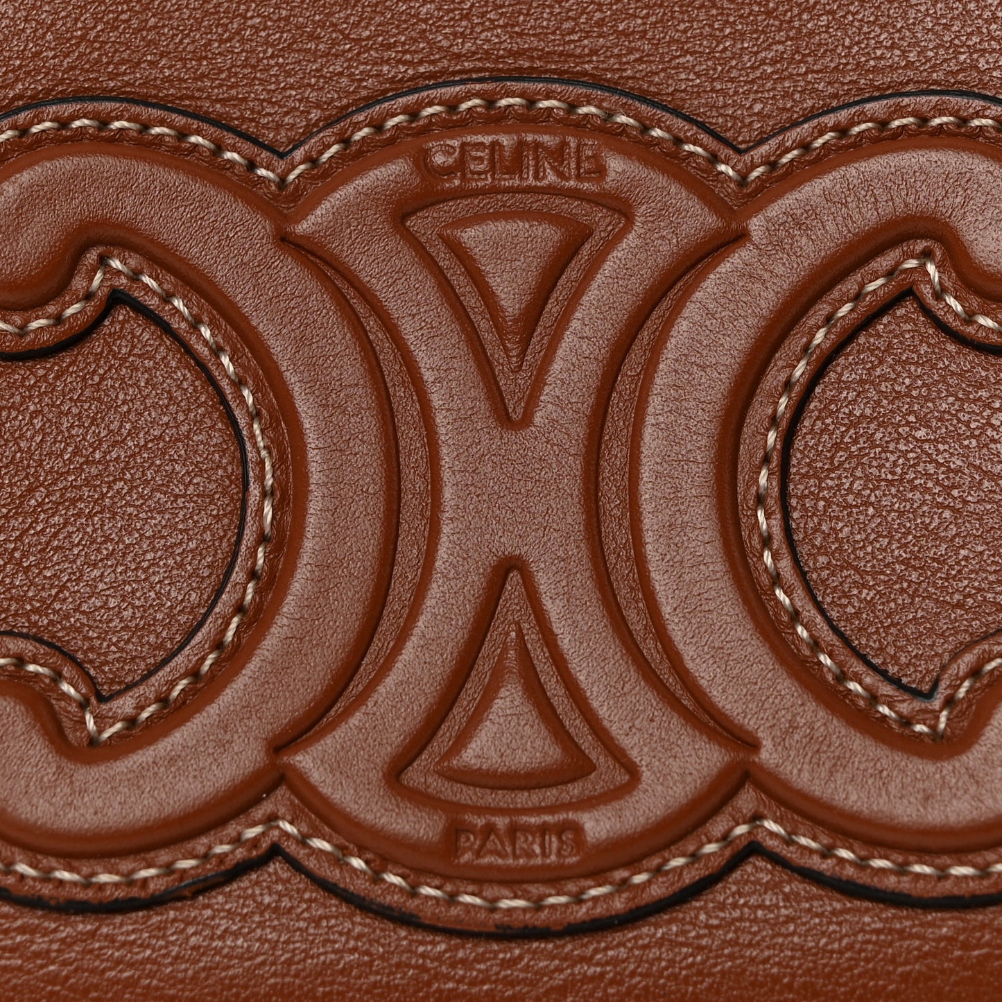 Smooth Calfskin Cuir Triomphe Coin and Card Pouch With Hook Tan