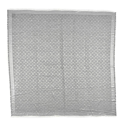 Louis Vuitton Wool Silk Monogram Denim Shawl Pearl Grey 1 of 3