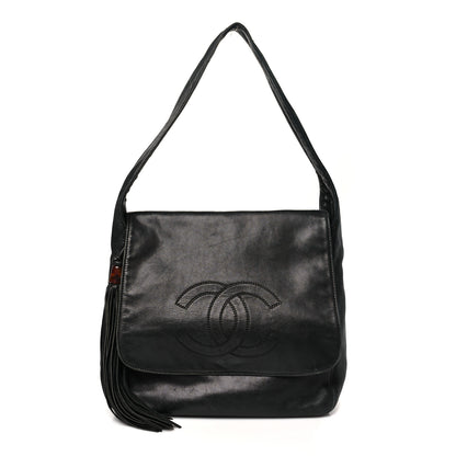 Chanel Lambskin CC Tassel Shoulder Flap Bag Black 1 of 12