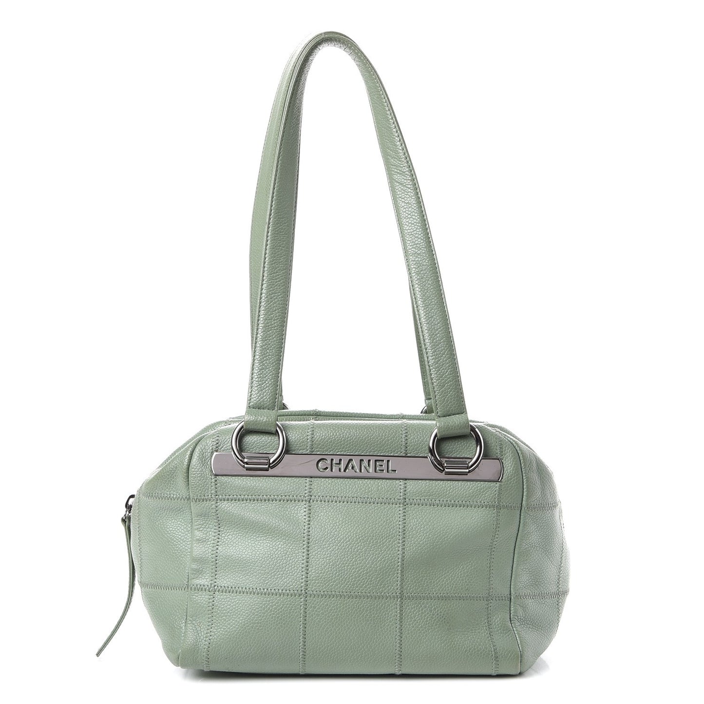 Caviar Square Stitched Tote Green