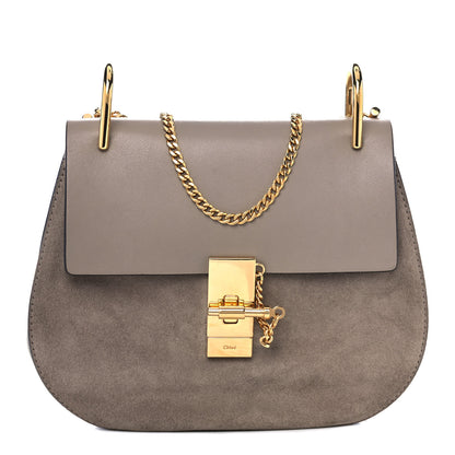 Chloe Suede Smooth Calfskin Drew Shoulder Bag Motty Grey 1 of 13