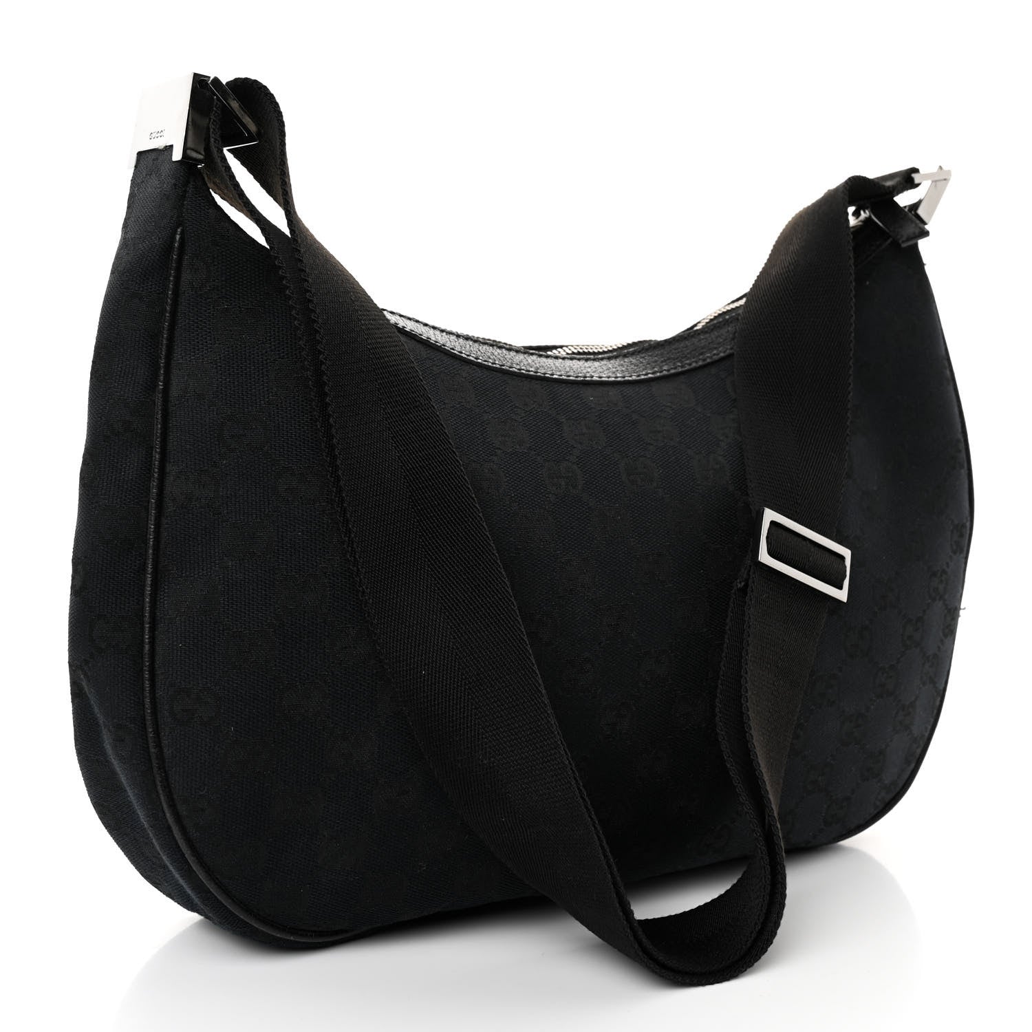 Gucci Monogram Medium Half Moon Hobo Black 3 of 10