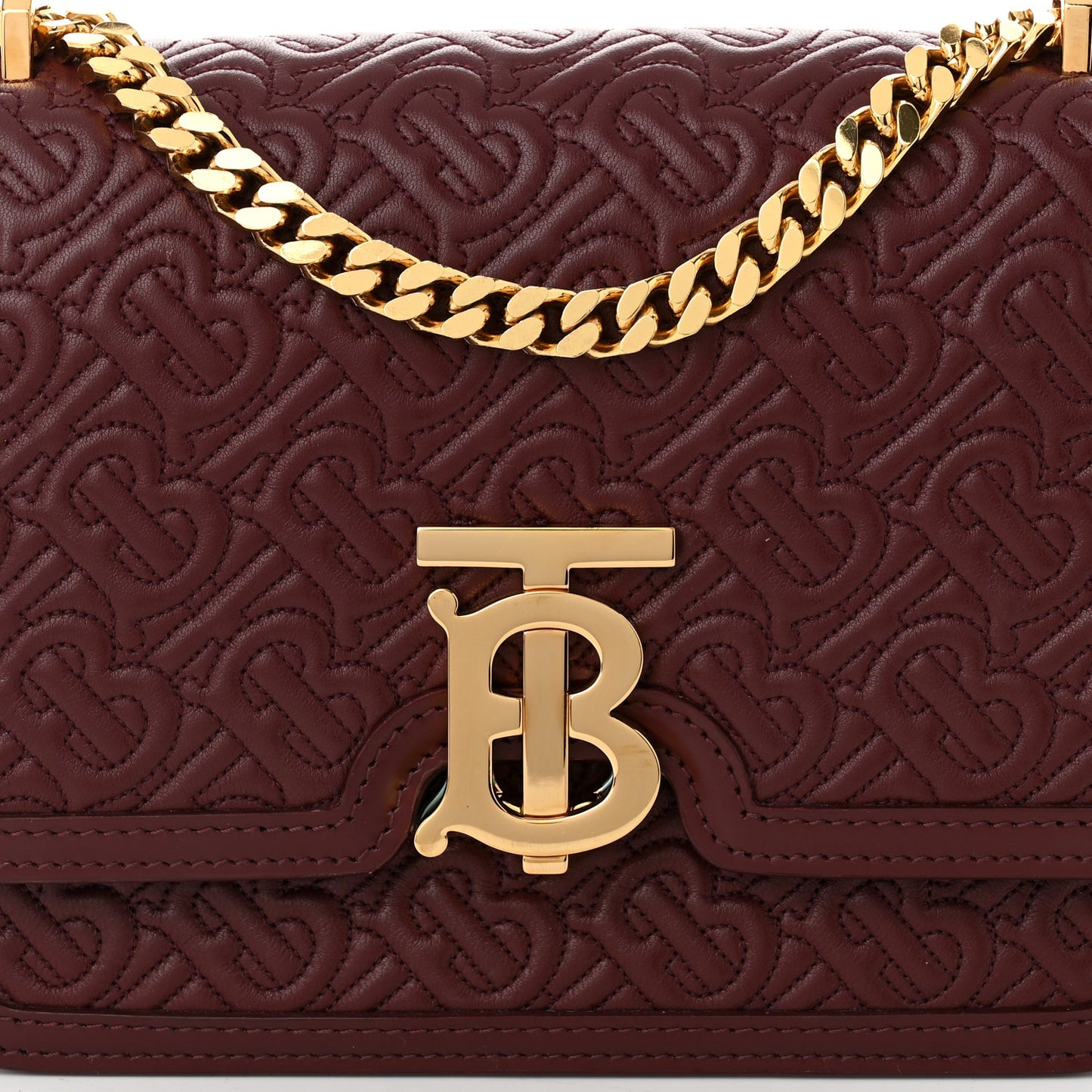 Calfskin Monogram Embossed Small TB Chain Bag Oxblood