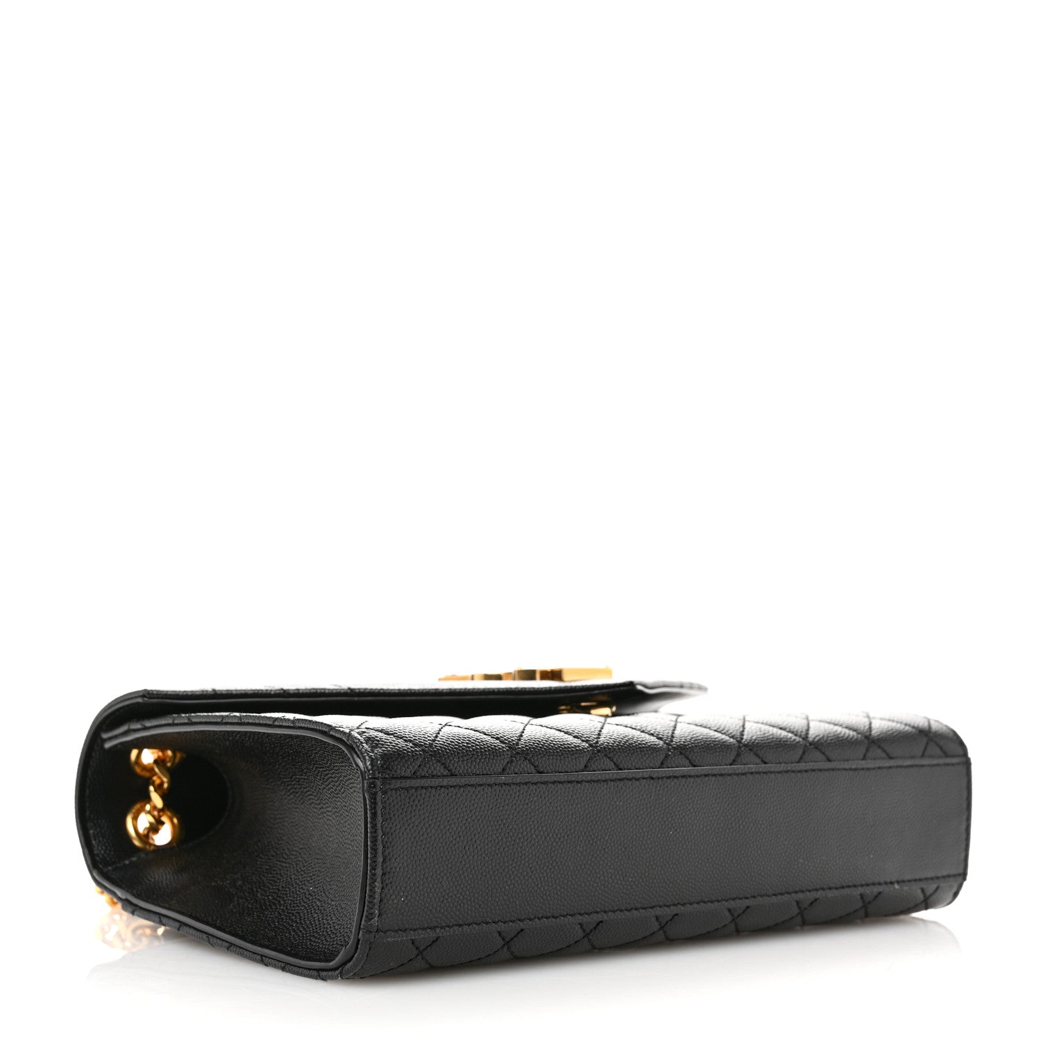 Saint Laurent Grain De Poudre Textured Mixed Matelasse Triquilt Medium Monogram Satchel Black 4 of 10
