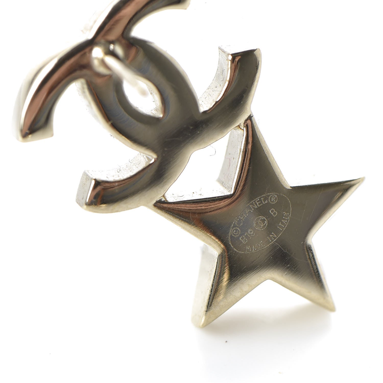 Chanel Crystal Pearl Charming Winter CC Star Heart Earrings Gold 4 of 5