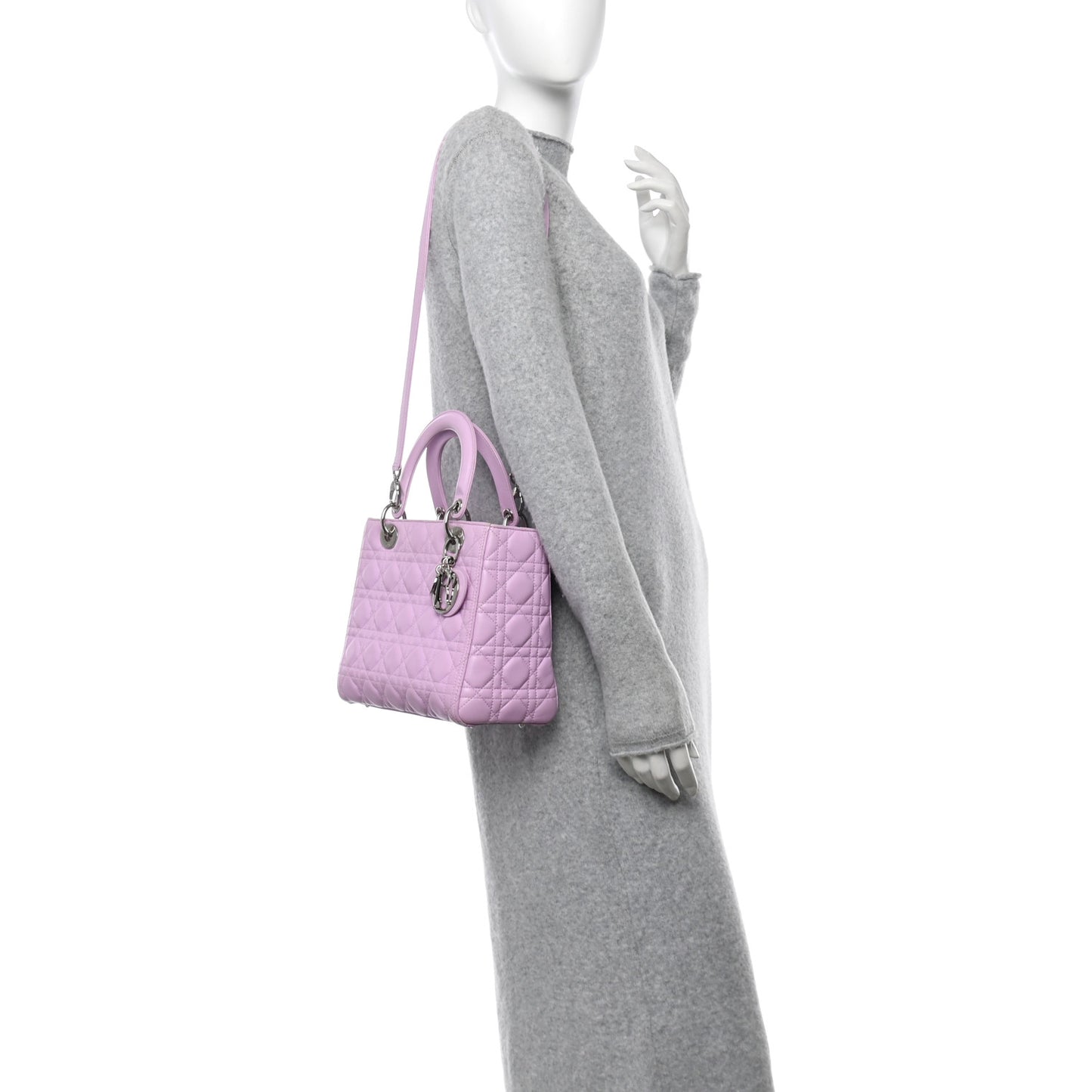 Lambskin Cannage Medium Lady Dior Purple
