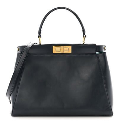 Fendi Vitello Morgan Shiny Nappa Medium Peekaboo Iconic Satchel Lavagna Lago 1 of 12