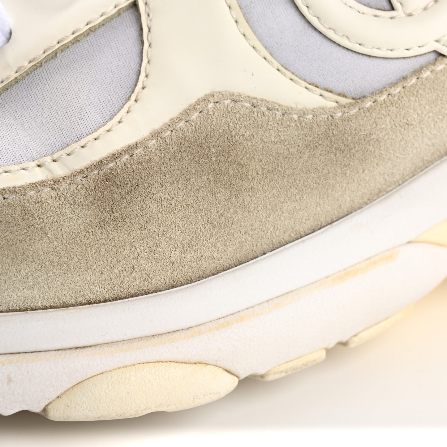 Suede Calfskin Fabric CC Sneakers 36.5 White