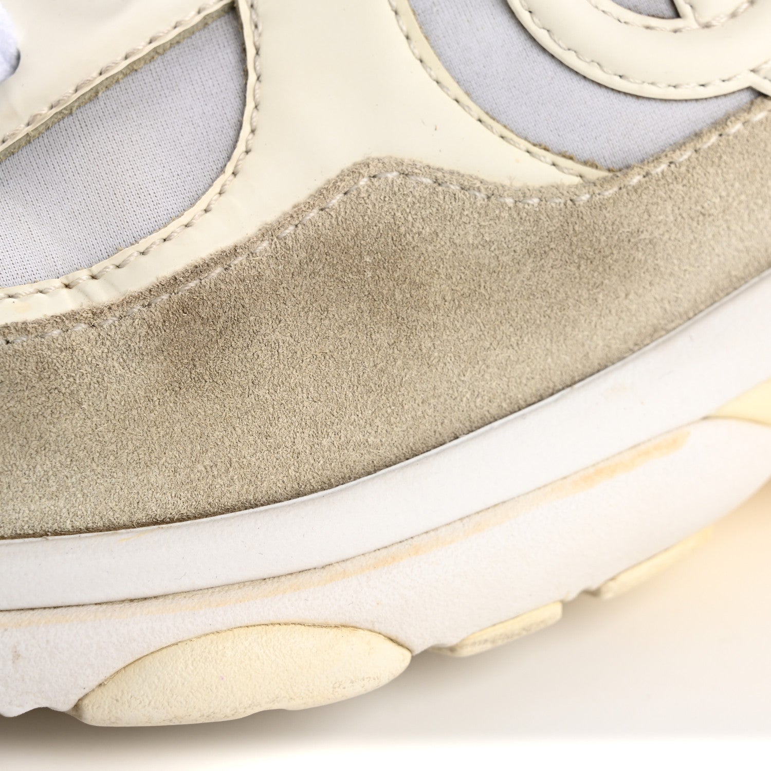 Chanel Suede Calfskin Fabric CC Sneakers 36.5 White 14 of 17