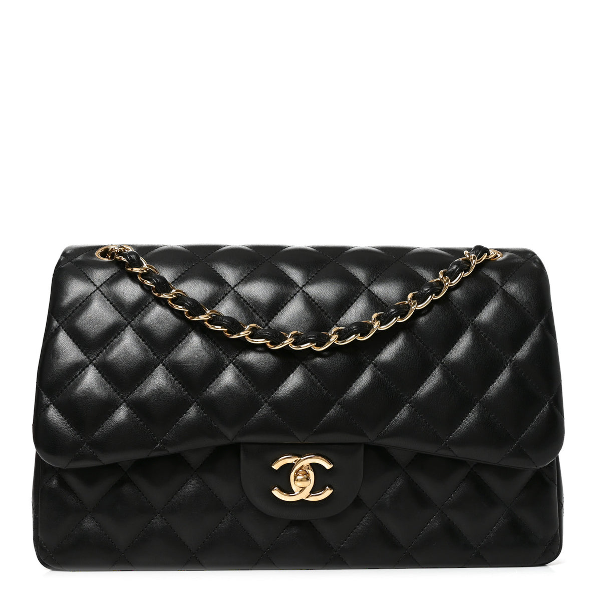 Chanel Lambskin Quilted Jumbo Double Flap Black 1 of 10