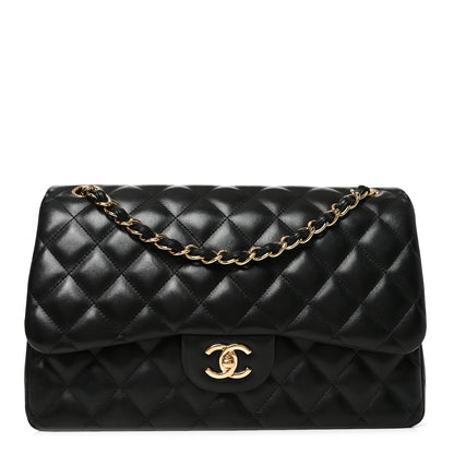 Chanel Lambskin Quilted Jumbo Double Flap Black 1 of 10