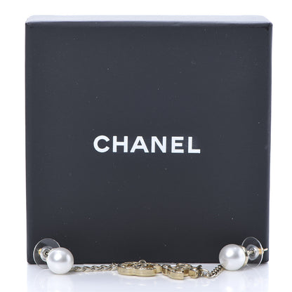Chanel Pearl Crystal CC Long Drop Earrings Gold 5 of 5
