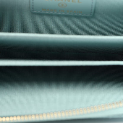 Chanel Caviar Quilted Zip Coin Purse Light Blue 5 of 10