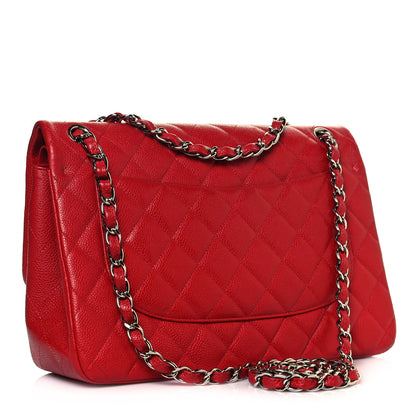 Chanel Caviar Quilted Jumbo Double Flap Red 3 of 18