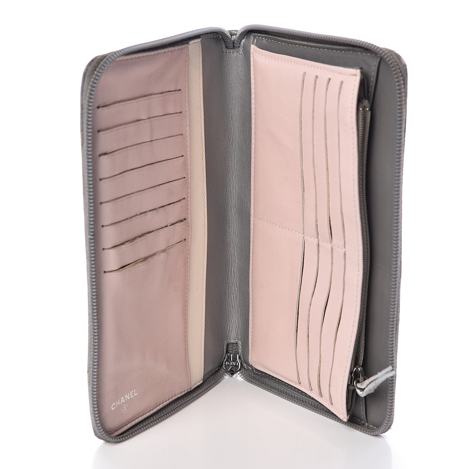 Chanel Metallic Aged Calfskin Quilted Palette Large Zip Around Organizer Wallet Silver 5 of 9