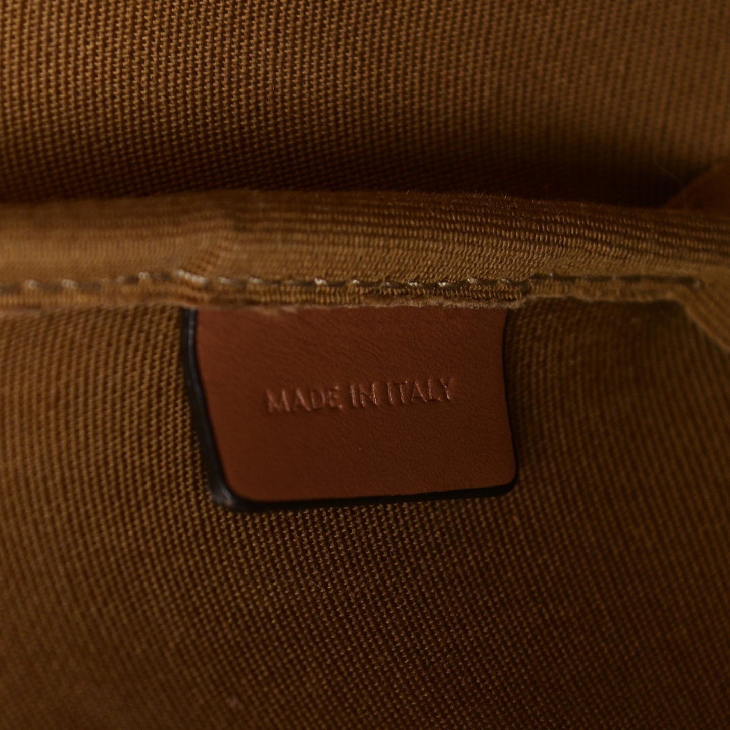 Triomphe Canvas Calfskin Small Bucket Bag Tan
