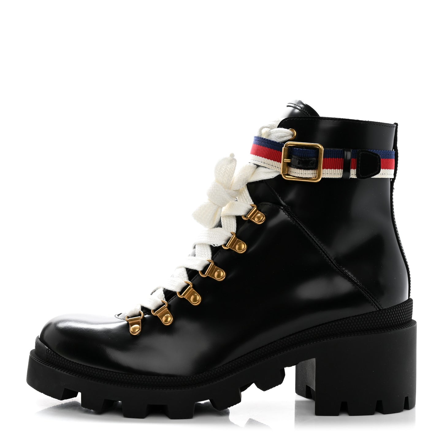 Calfskin Sylvie Web Womens Lace Up Combat Boots 41 Black