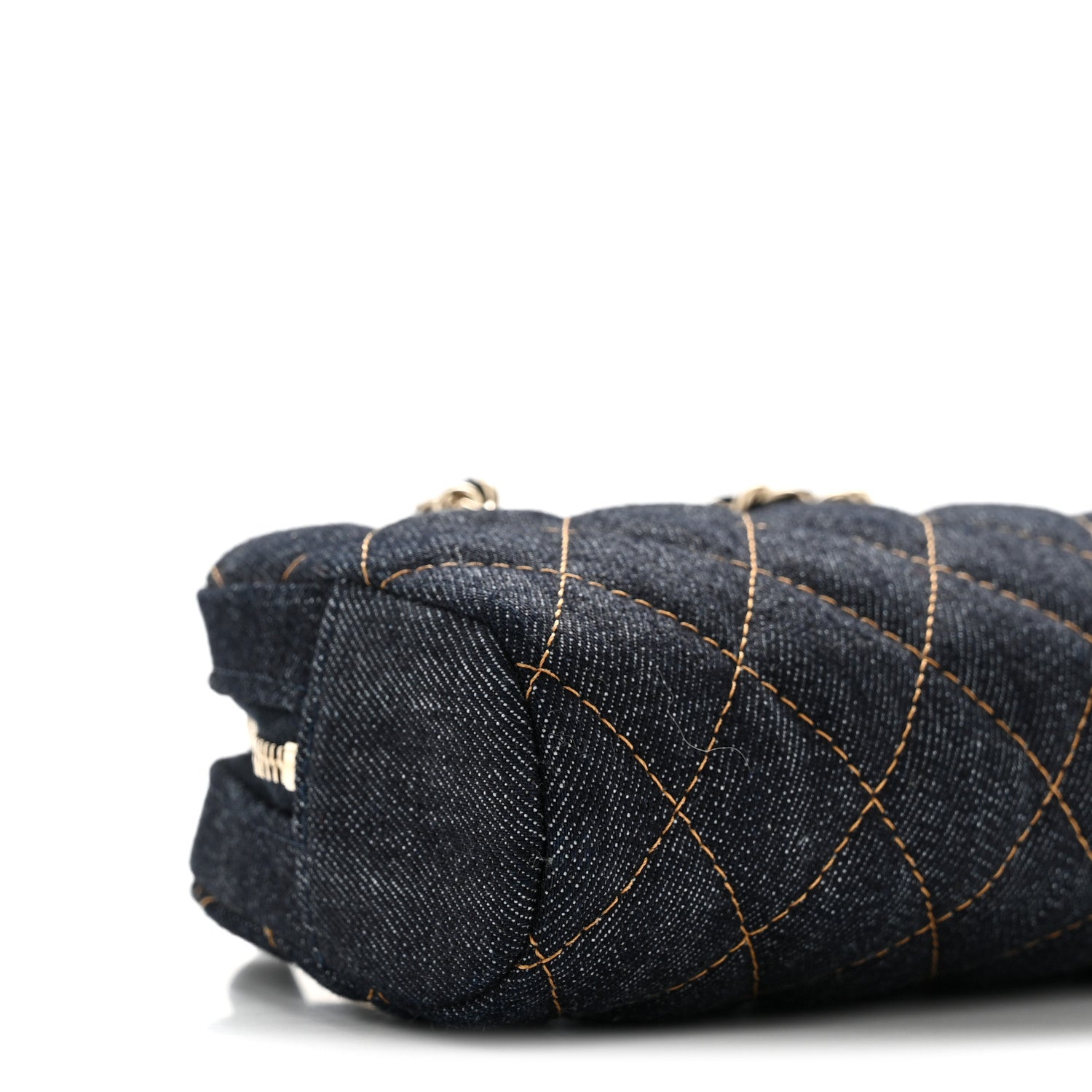 Chanel Denim Quilted Clutch With Chain Dark Blue Orange 9 of 11