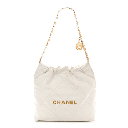 Chanel Shiny Calfskin Quilted Small Chanel 22 White 1 of 11