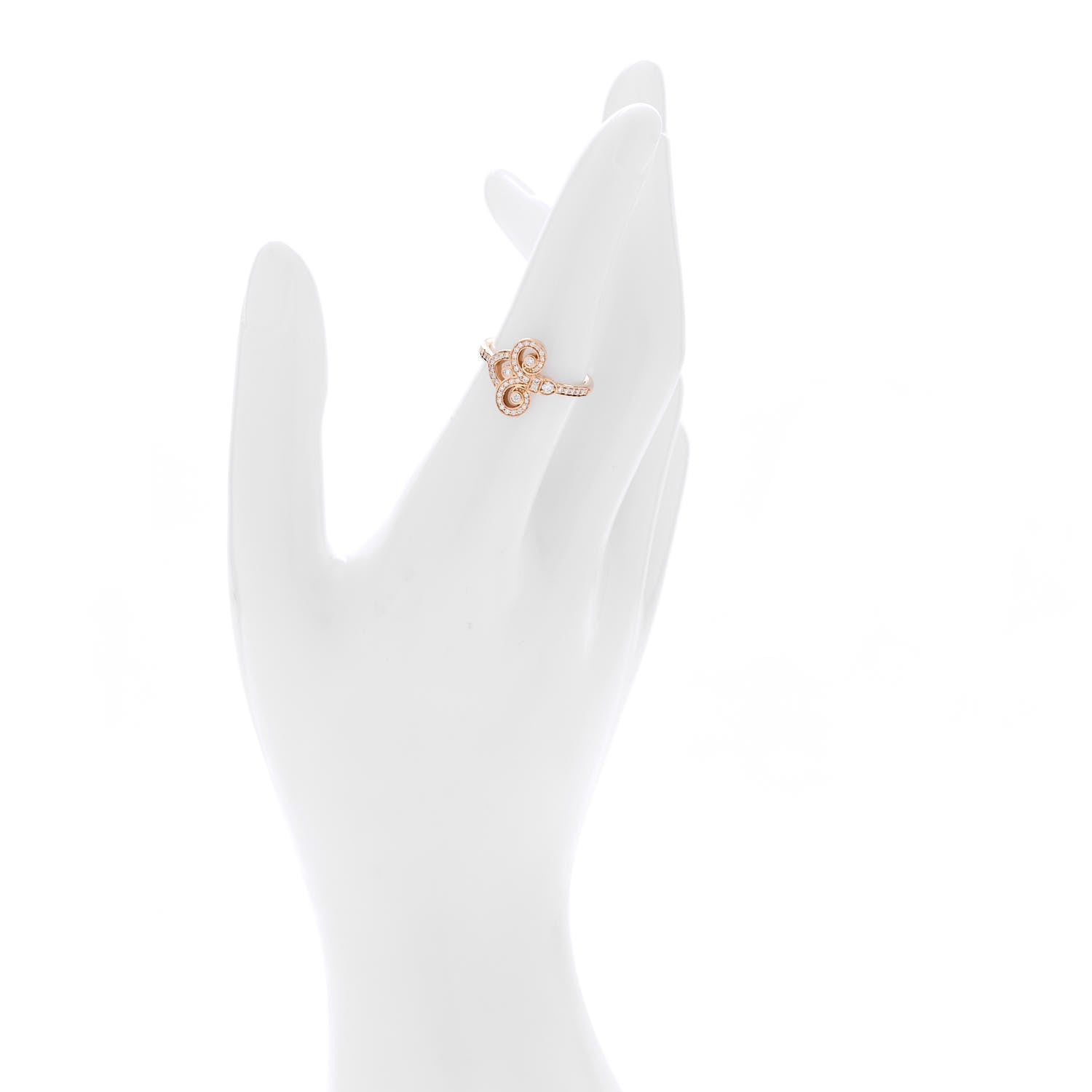 Tiffany 18K Rose Gold Diamond Fleur de Lis Ring 53 6.5 2 of 5