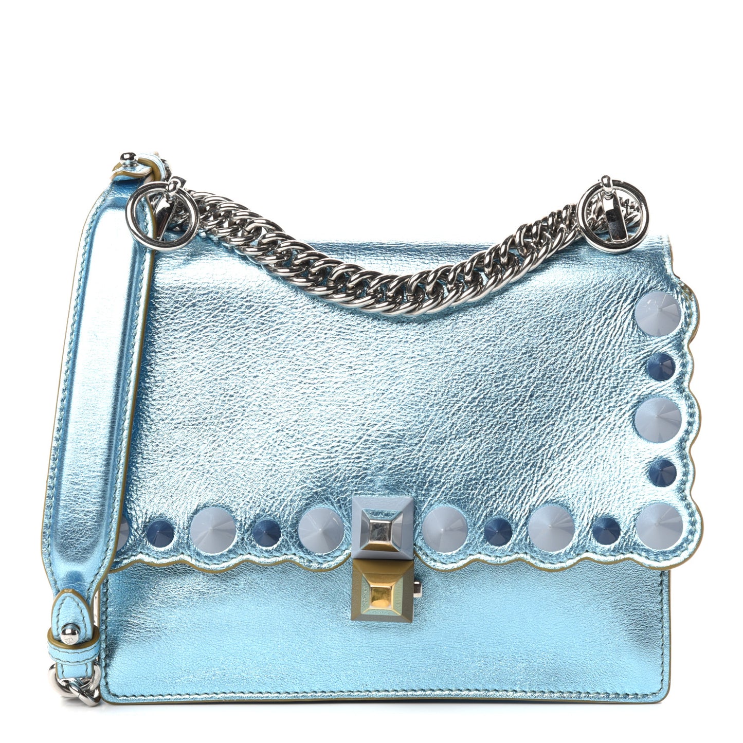 Vitello Catalan Mirror Scalloped Multi Studded Small Kan I Shoulder Bag Blue