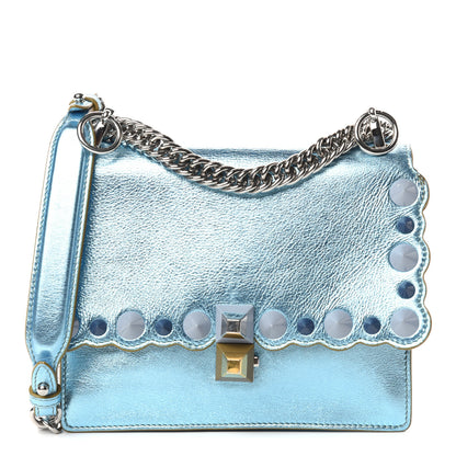 Fendi Vitello Catalan Mirror Scalloped Multi Studded Small Kan I Shoulder Bag Blue 1 of 10