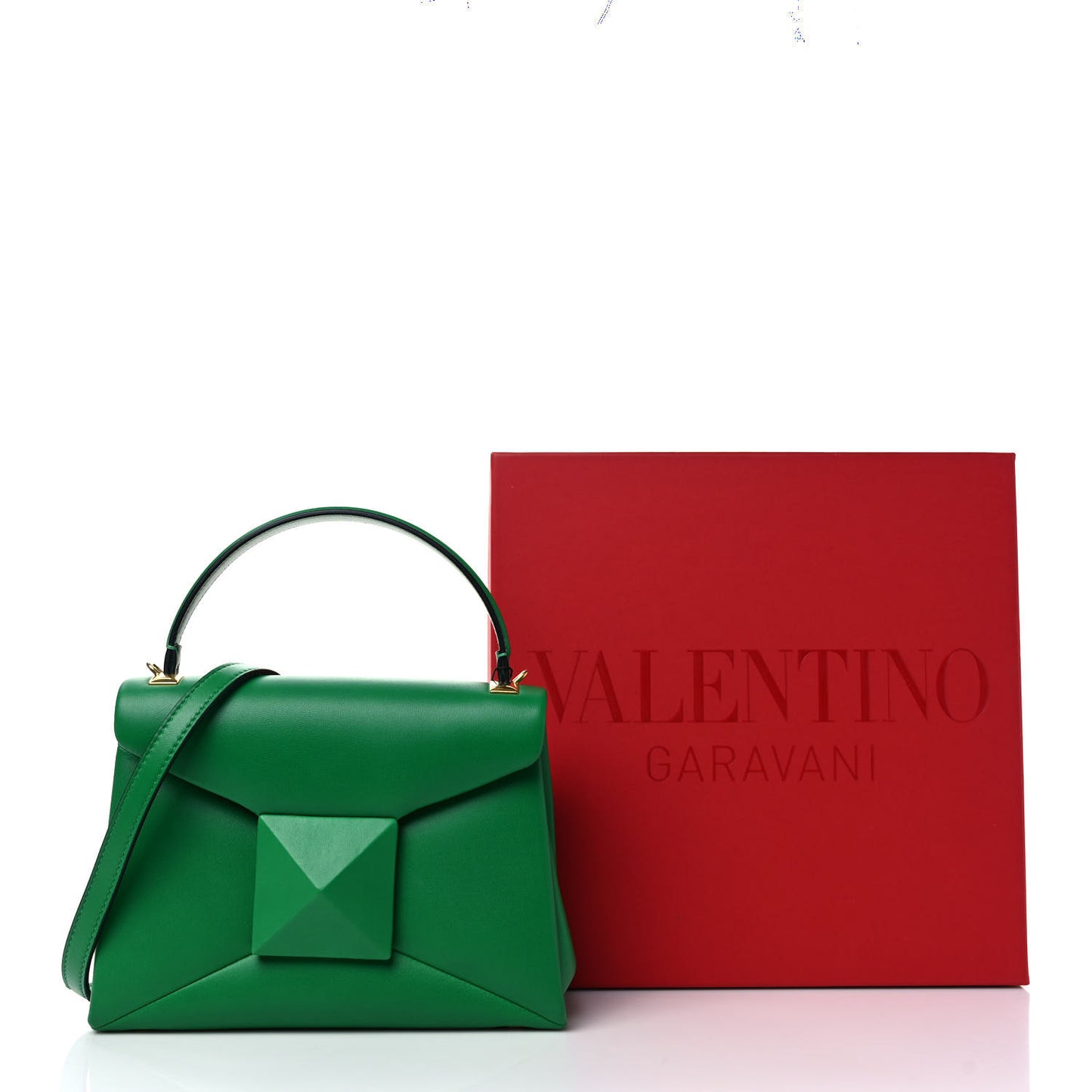 Nappa Tonal Monochrome Small One Stud Top Handle Bag Gea Green