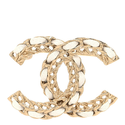 Chanel Lambskin CC Chain Brooch White Gold 1 of 3